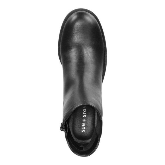 Sun Stone Womens Black Round Toe Block Heel Zip-up Booties - Picture 2 of 4
